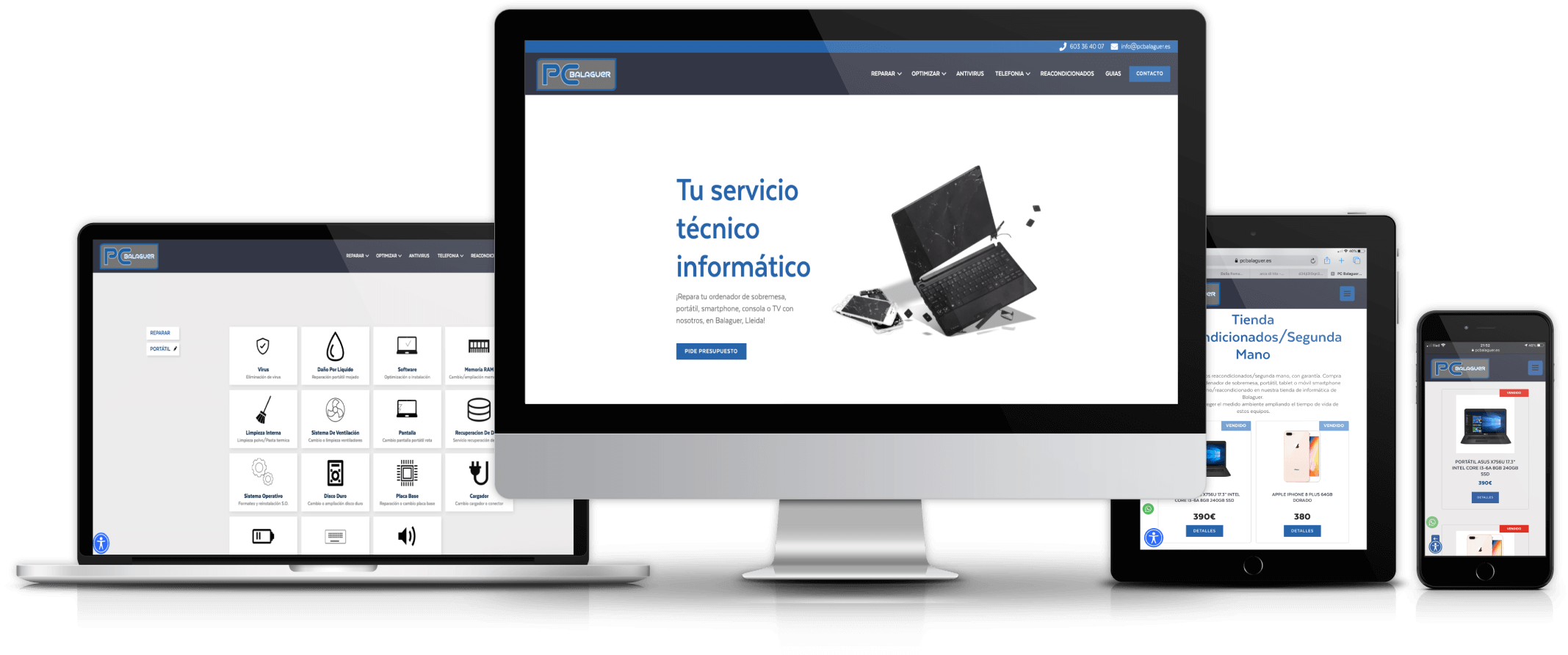 Il sito PC Balaguer su computer, tablet e smartphone